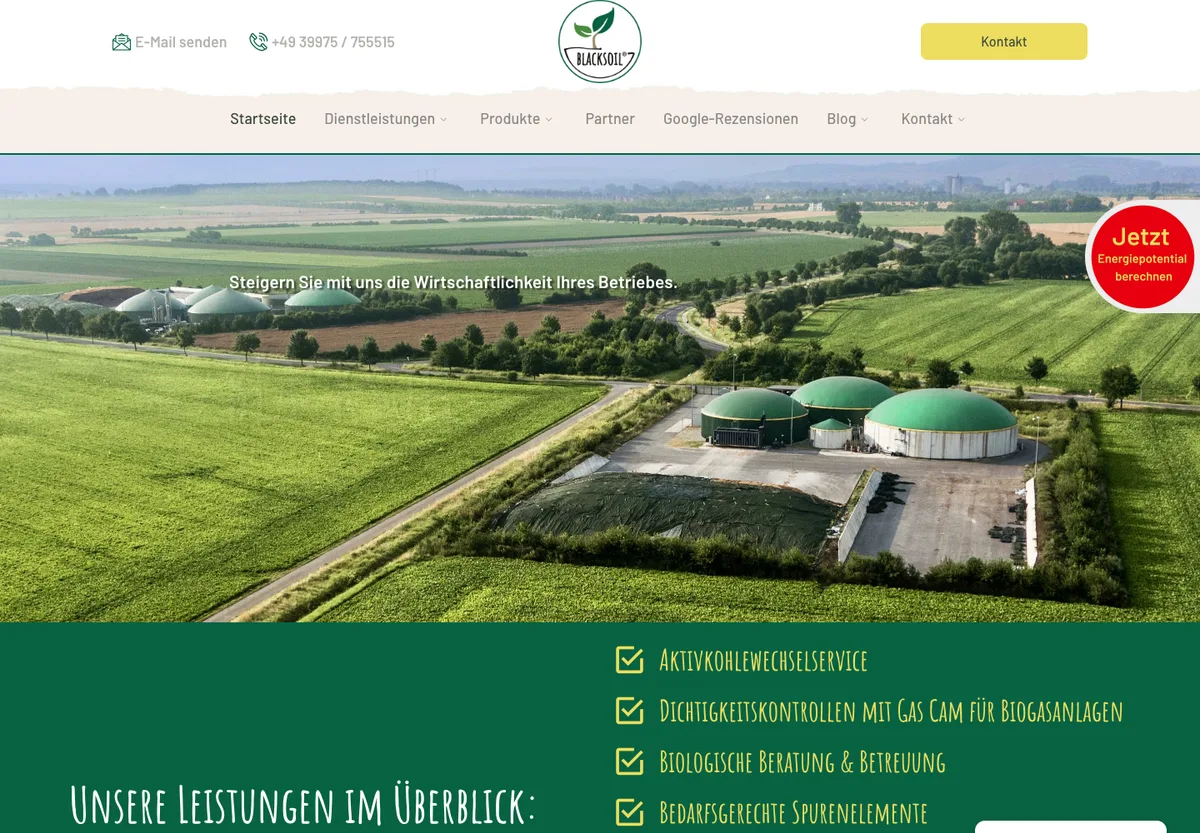 Screenshot der Black-Soil-Website