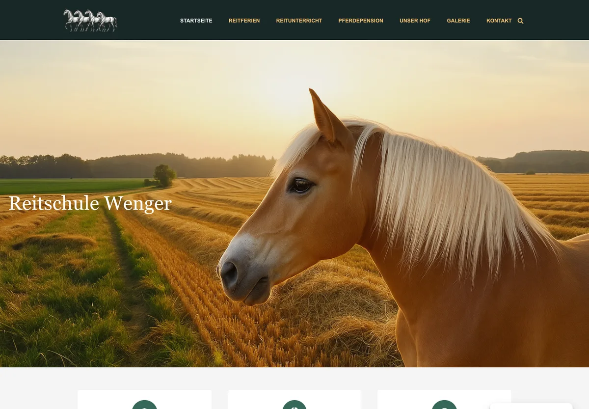 Screenshot der Website der Reitschule Wenger